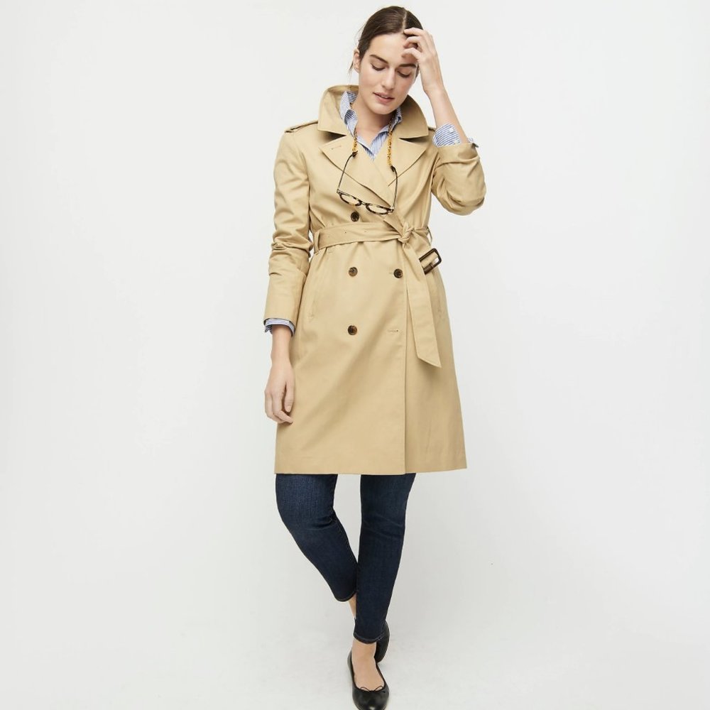 J. Crew 2011 Icon Trench, Vintage Khaki, Size 8